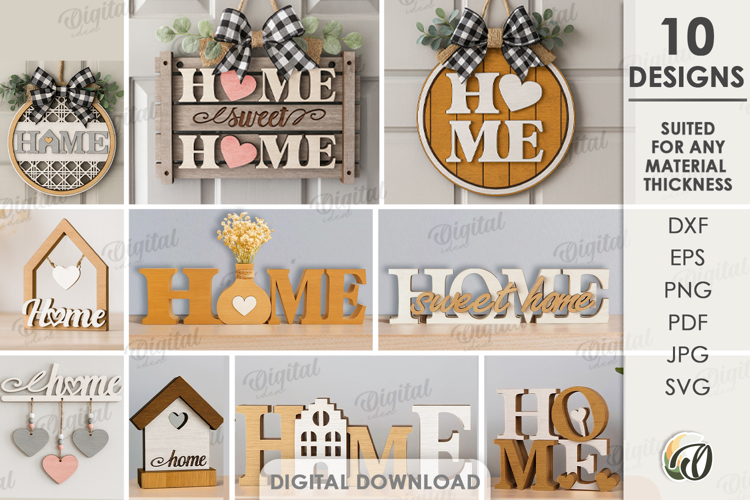 Home Decors Bundle Laser Cut. Wall Sign. Shelf Sitter SVG