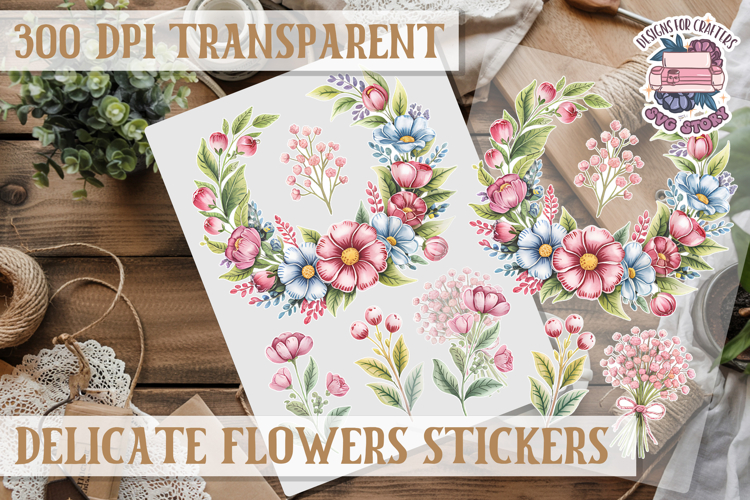 Summer sticker Delicate Scrapbook PNG Flowers Botanical