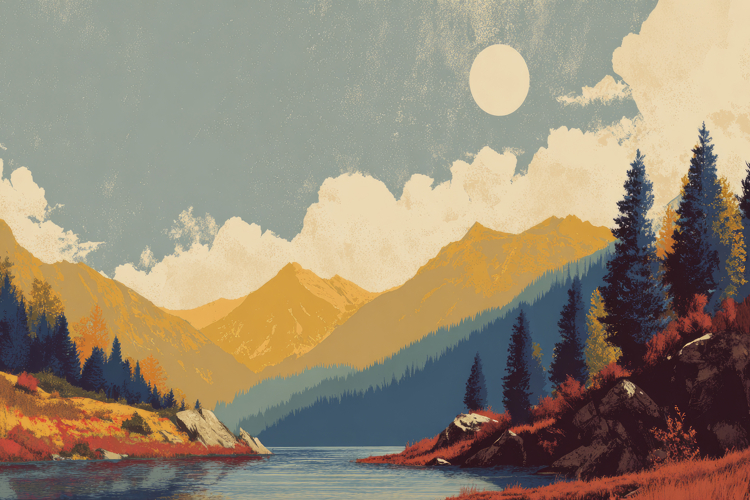 Mountain Landscape Lake Painting Background