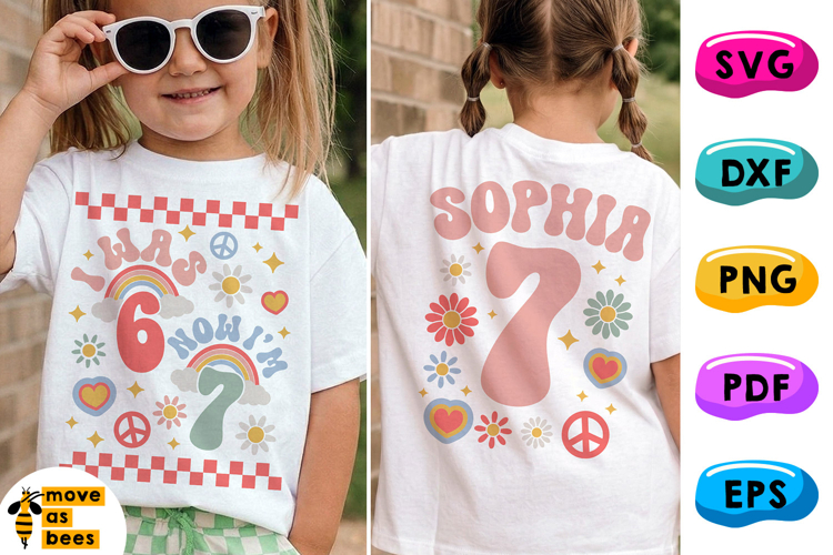 I Was 6 Now Im 7 SVG, PNG, Boy, Girl Seventh Birthday Shirt