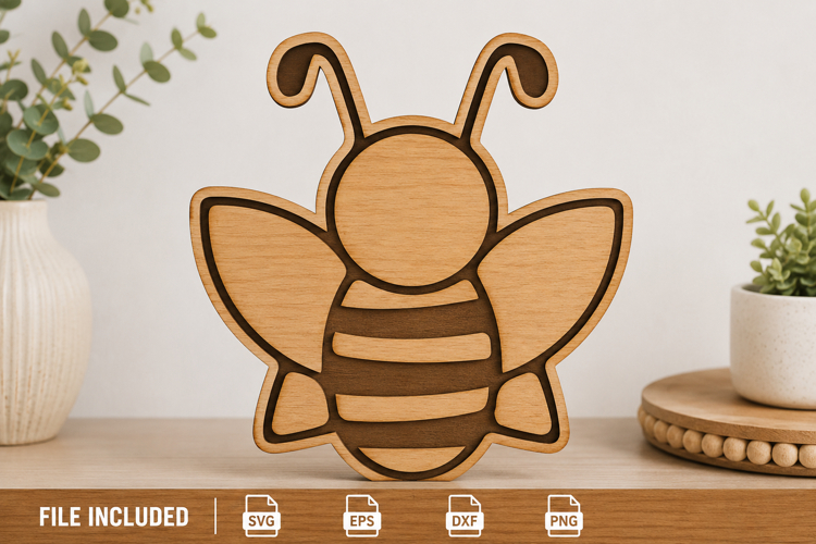 Layered Honey Bee Laser Cut SVG