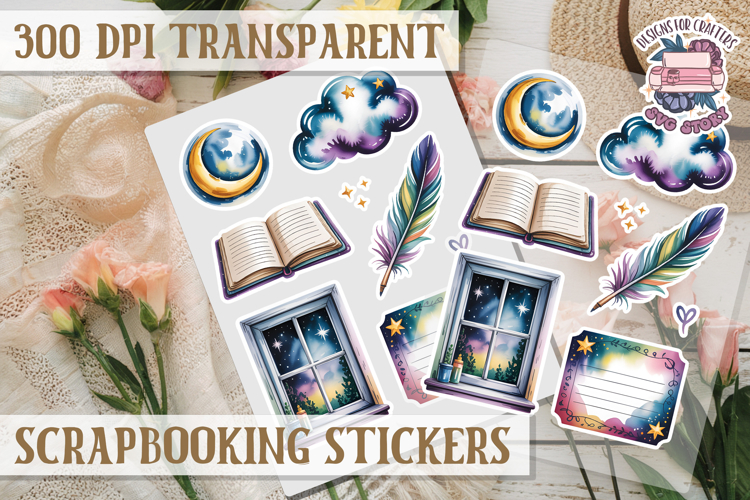 Scrapbooking sticker sheet Cute Funny PNG Watercolor School