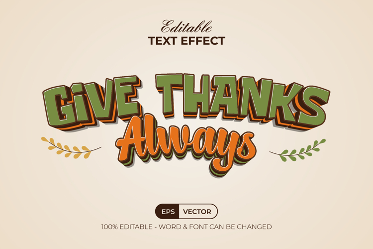 3D Text Effect Fun Style Thanksgiving Theme