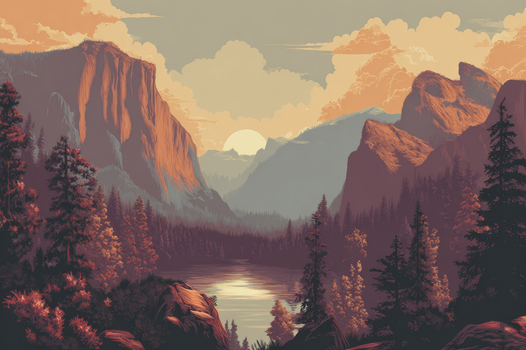 Mountain Landscape Lake Painting Background