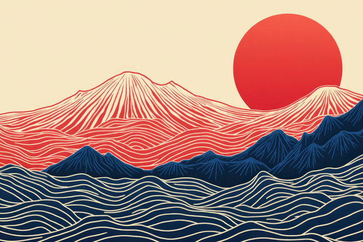 Sunset Mountain Painting Background example image 1