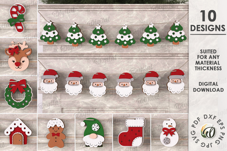 Christmas Ornaments Bundle Laser Cut. Christmas Decor SVG