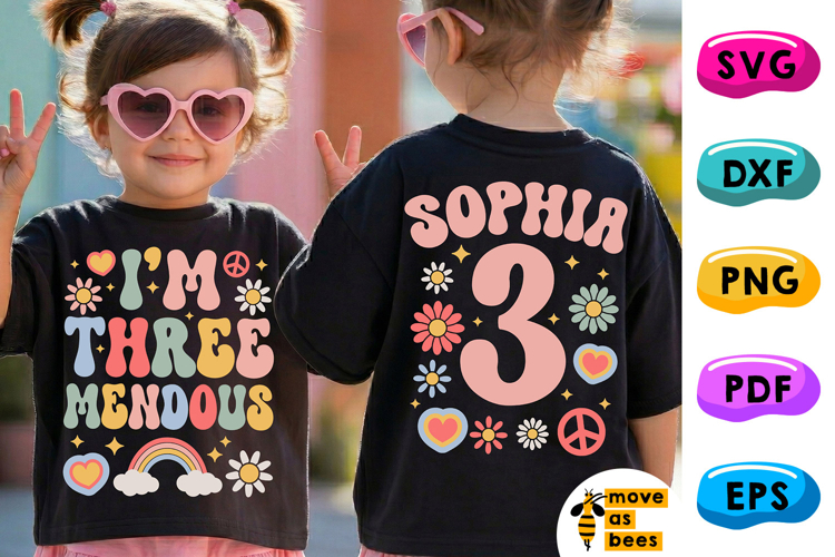 Im Three Mendous SVG, PNG, Boy, Girl 3rd Birthday Shirt Svg