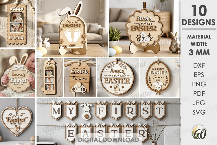 3D Babys First Easter Bundle Laser Cut. Easter Decor SVG