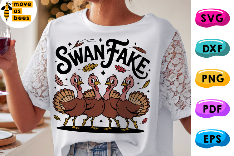 Swan Fake Svg, Png, Thanksgiving Ballet, Dancing Turkey Svg