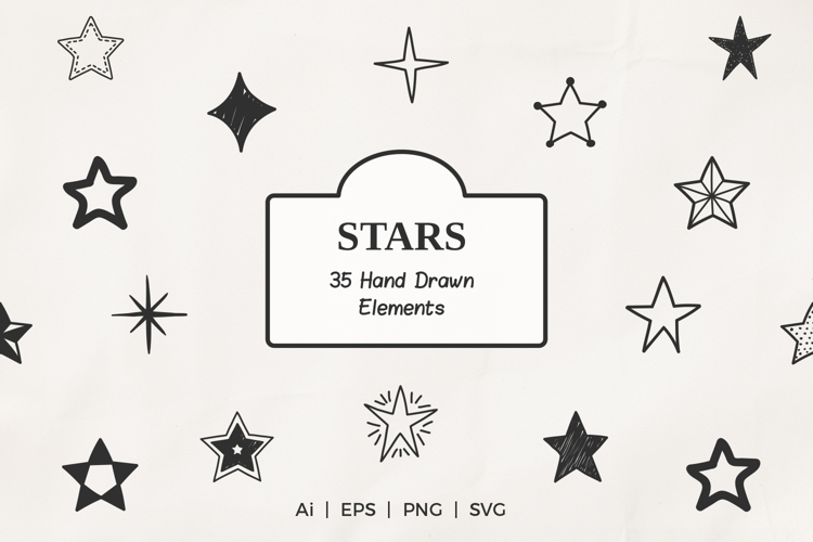 Stars - 35 Hand Drawn Elements example image 1