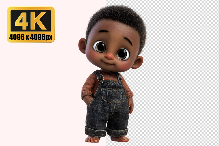 Cute Boy with Curly Black Hair Transparent PNG