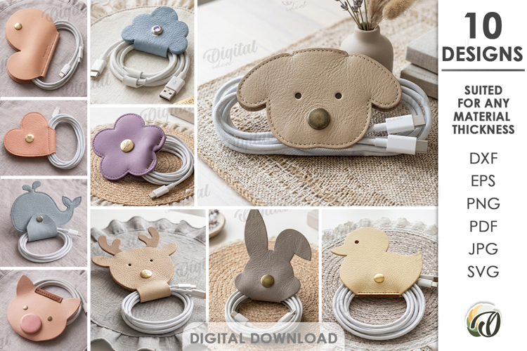 Felt Cable Organizers Bundle Laser Cut. Cord Organizer SVG
