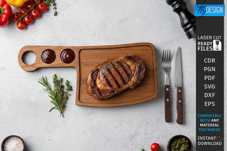 Steak Board Laser Cut | Serving Tray | BBQ Platter | Kitchen