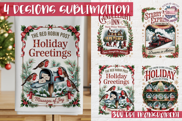 Christmas Vintage Quote Clipart PNG Sublimation 4 Design