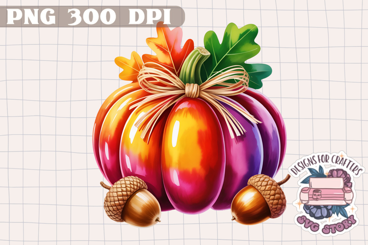 Autumn Pumpkin Sublimation design Fall Decorative Color PNG