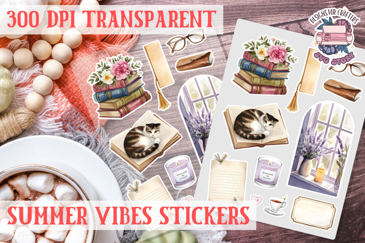 Summer Vibes sticker sheet Summer Scrapbook PNG