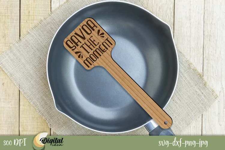 Home Kitchen Decor Laser Cut. 3D Engraved Wooden Spatulas.