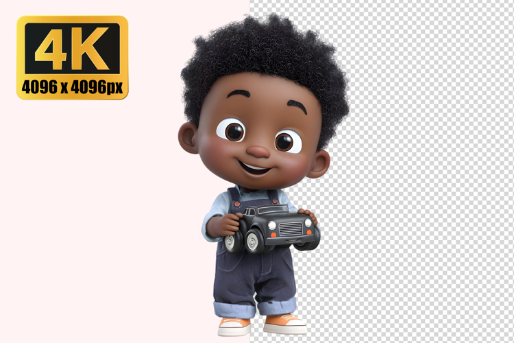 Little Boy Holding a Toy Transparent PNG