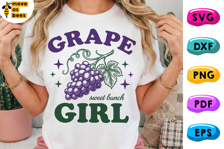 Grape Girl SVG, PNG, Sweet Bunch, Cute Girly Retro Design