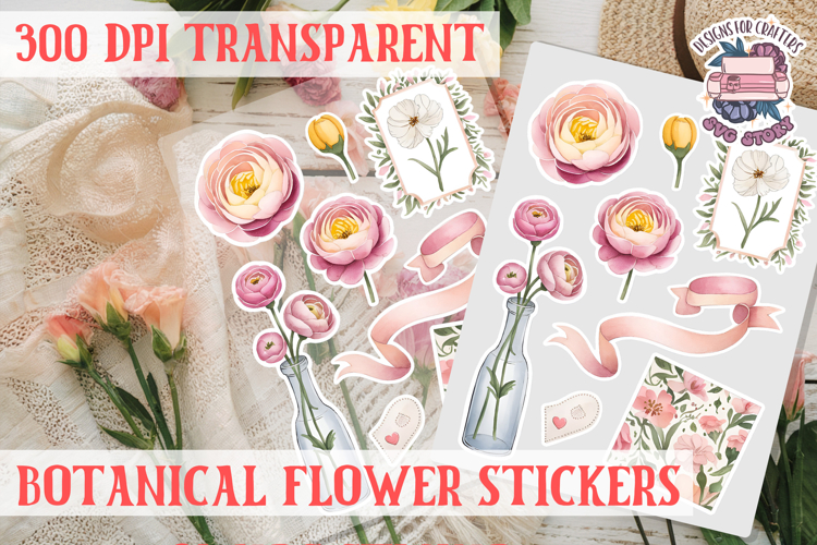 Flowers sticker sheet Spring Botanical Summer Scrapbook PNG