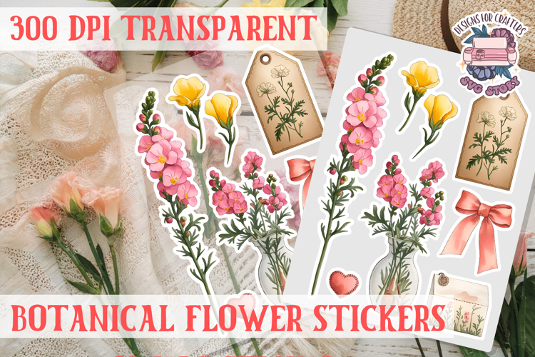 Flowers sticker sheet Spring Botanical Summer Scrapbook PNG