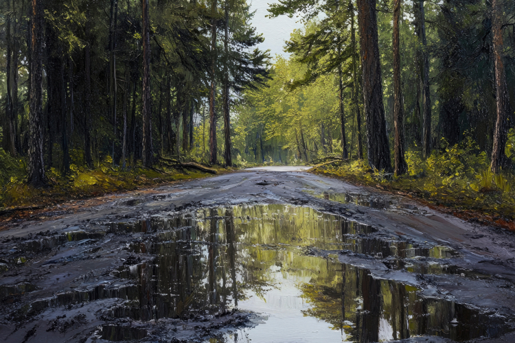 Rainy Forest Track Background Wallpaper