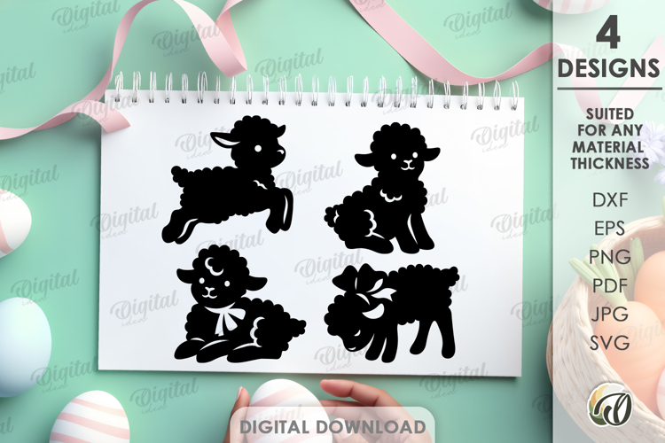 Happy Easter Elements. Lambs SVG