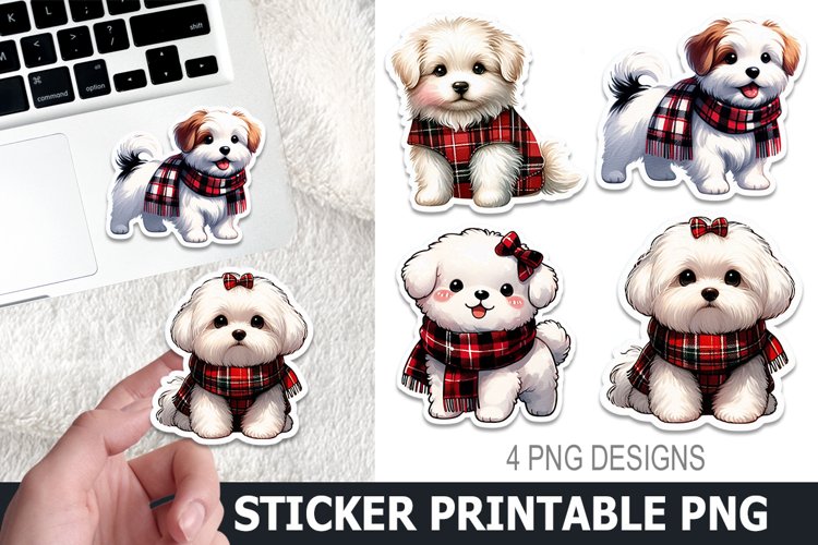 Christmas Dog Sticker Printable | Christmas High Quality PNG example image 1