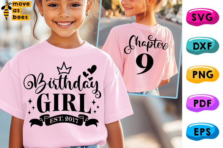 9th Birthday Girl Svg, Png, Est 2017, Chapter 9 Girl Shirt