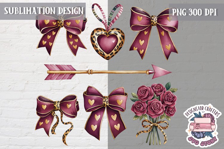St Valentine’s Coquette Bow PNG Holidays Funny Watercolor