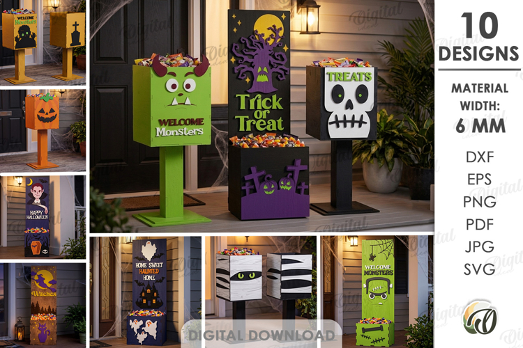 Halloween Porch Candy Holders Bundle Lasercut. Halloween SVG