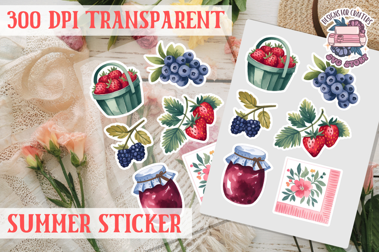 Summer sticker Cute flowers Love Picnic Beach Spring example image 1