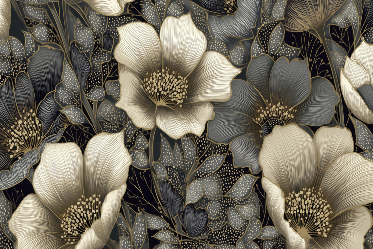 Black Gold Floral Background
