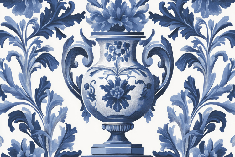 Delft Blue Vase Background Wallpaper