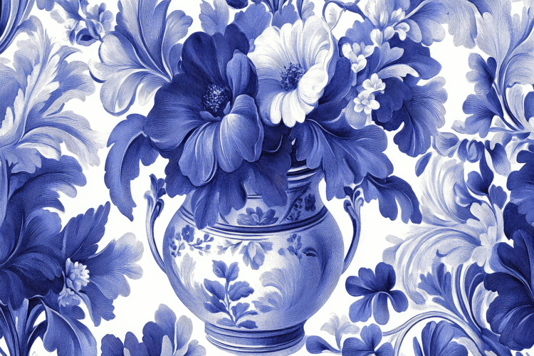 Blue Floral Vase Background Wallpaper