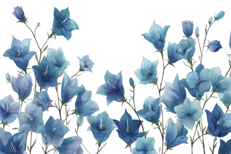 Blue Bell-Shaped Flowers Background