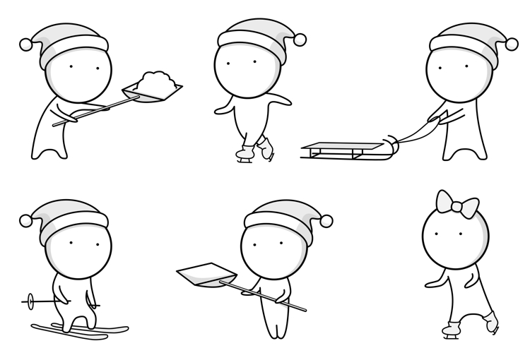 Sports icons, such as skiing and skating
