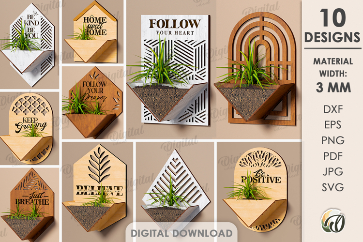 3D Planter Holders Bundle Lasercut. Hanging Plant Holder SVG