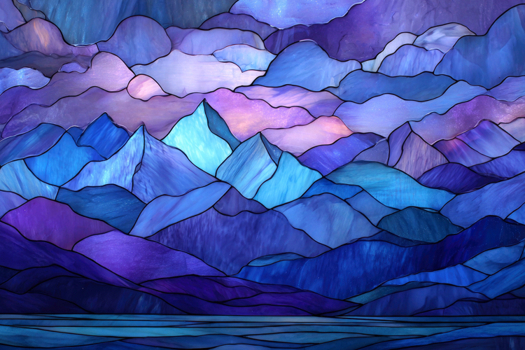 Stained Glass Mountainous Landscape example image 1