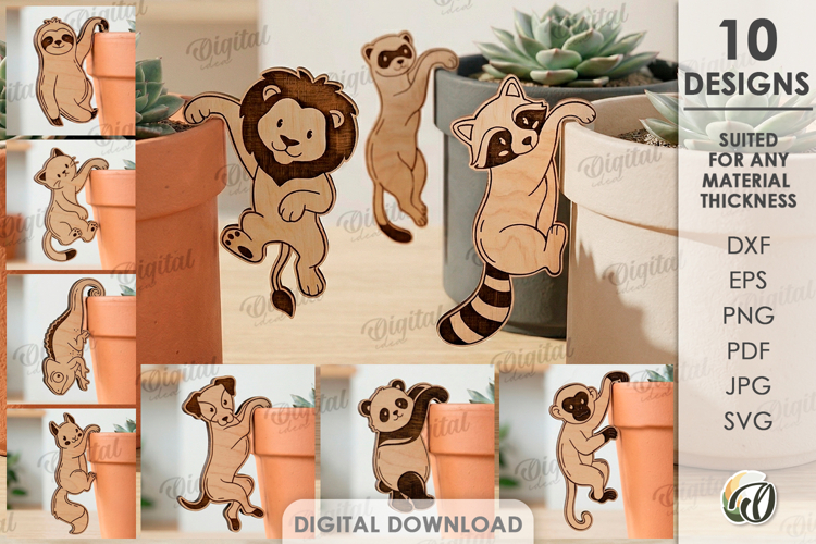 Plant Pot Decors Bundle Laser Cut. Plant Pot Hanger SVG