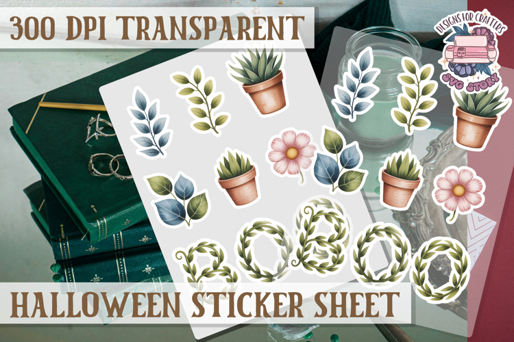 Halloween sticker sheet Creepy Scrapbook PNG Funny Skulls