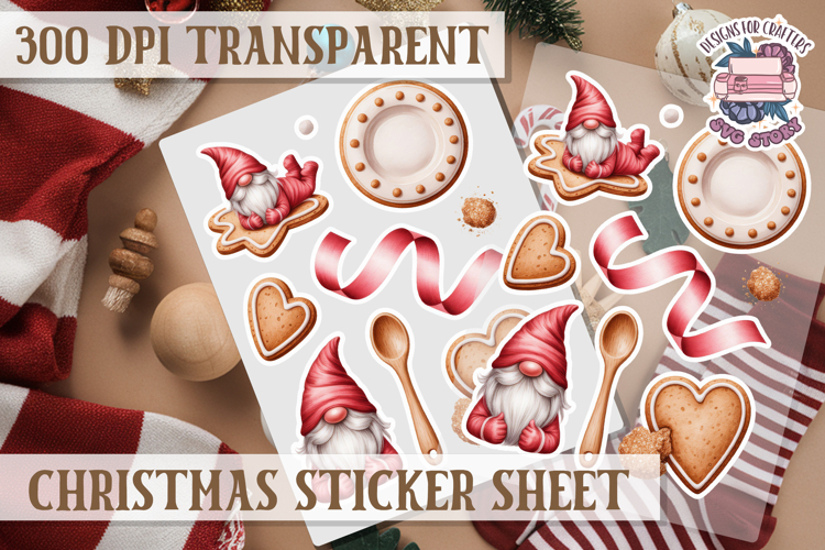 Christmas Sticker Sheet Watercolor Winter Holiday PNG