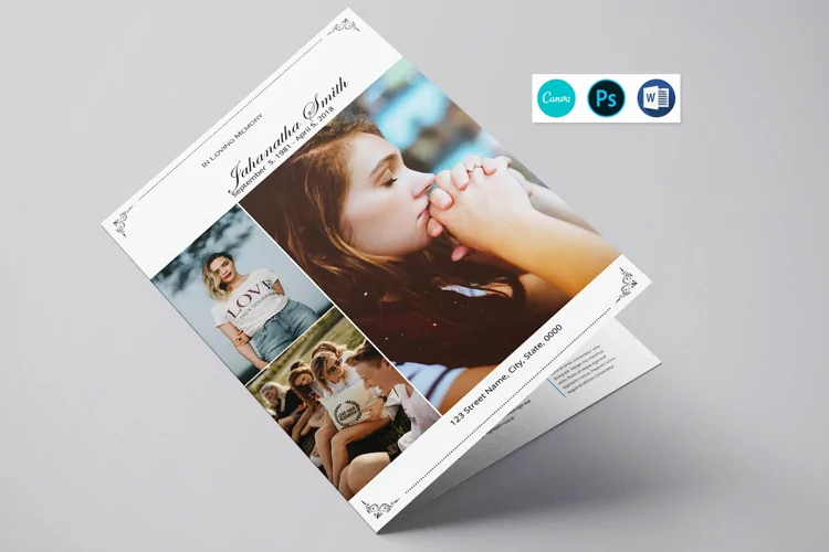 Printable Funeral Program Template , Canva, Ms Word & Psd