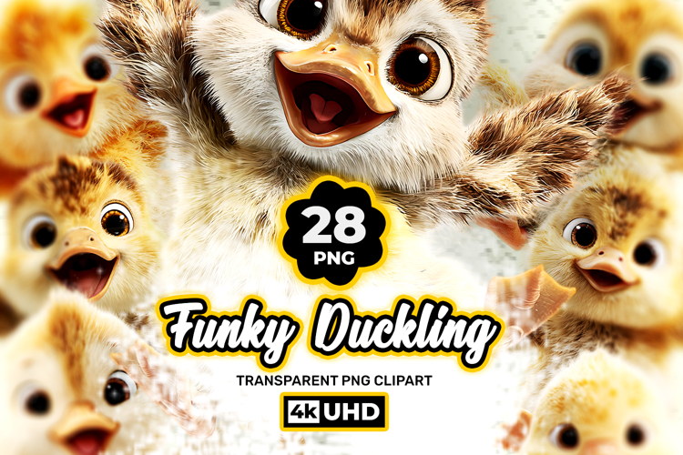 Funky Duckling 28 PNG Clipart Bundle 4K UHD Transparent BG