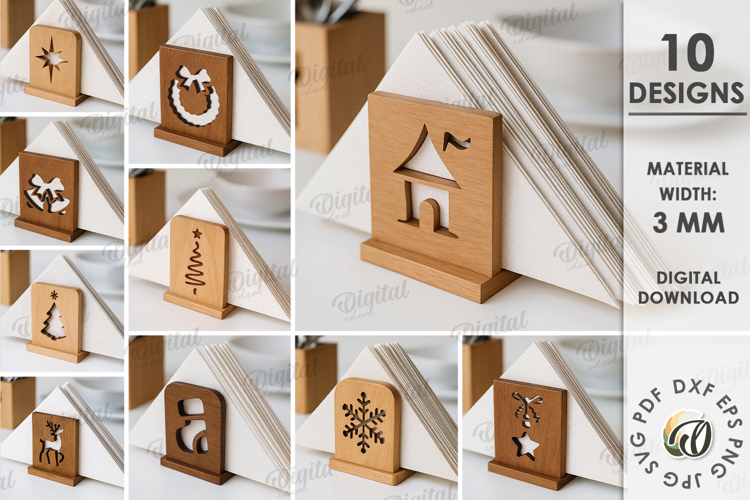 Christmas Napkin Holders Bundl Laser Cut. Kitchen Decor SVG
