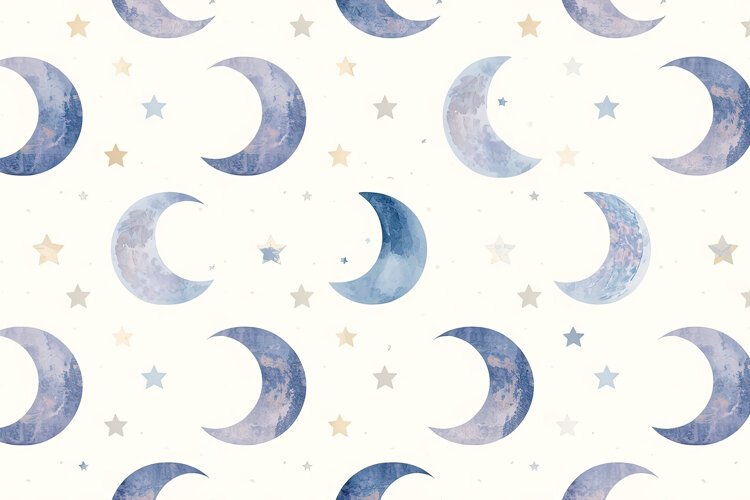 Moons and Stars Watercolor Pattern Background Wallpaper example image 1