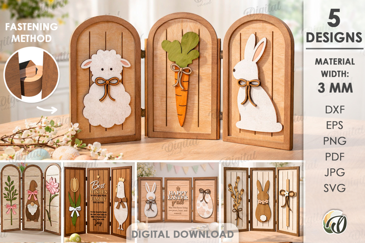 Rustic Easter Decor Sets Bundle Laser Cut. Stand Decor SVG
