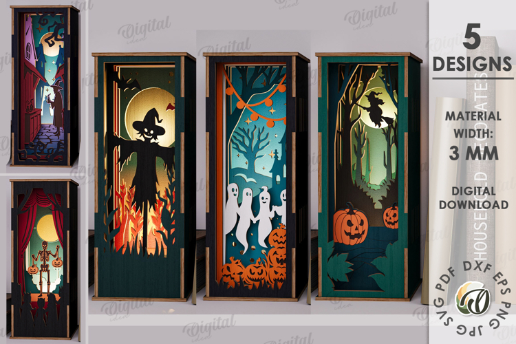 Halloween Book Nooks Bundle Laser Cut. Halloween Decor SVG