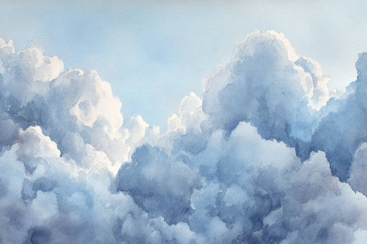 Blue Sky with Fluffy Clouds Background