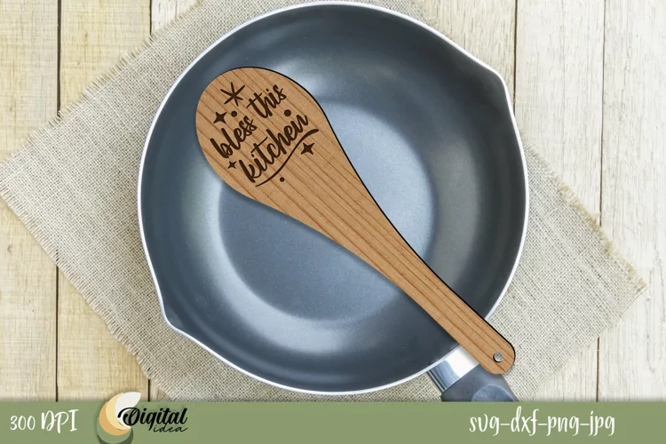 3D Engraved Wooden Spatulas. Home Kitchen Decor Laser Cut.